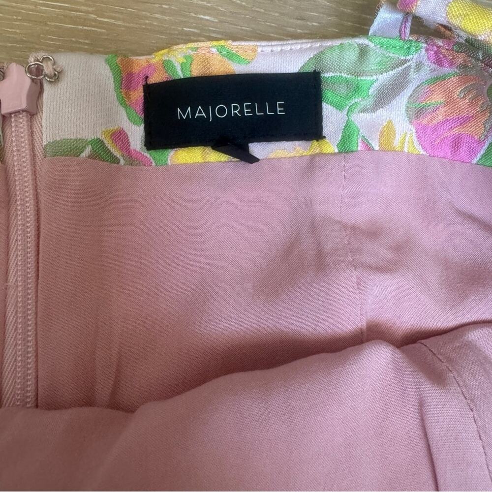 Majorelle pink, green & yellow whimsical Floral spaghetti strap Mini Dress 0 - Picture 3 of 7